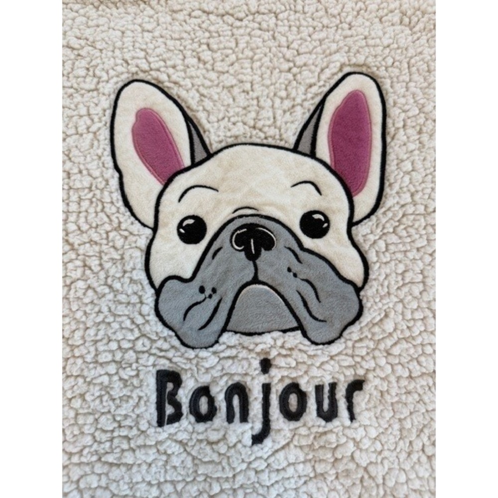 Secret Treasures French Bulldog Bonjour Sherpa Fleece Pajama Top Womens XL 16-18